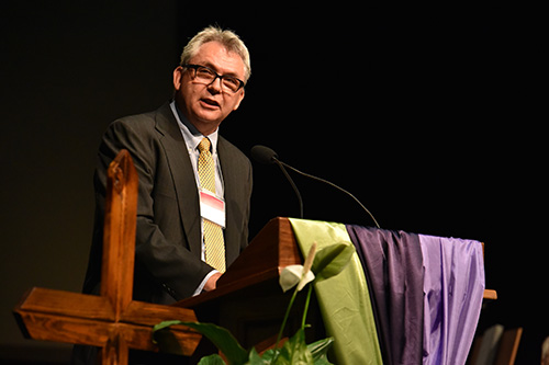 Jay Wittmeyer speaking at Annual Conference 2015. Photo by Glenn Riegel 