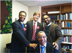 Pastor Billy Thompson, Jesse Winter (OPW), Drew Hart, and Pastor Keith Collins visiting the Office of Public Witness