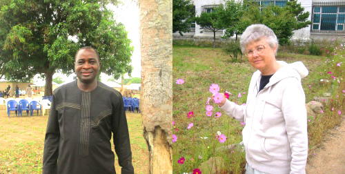Markus Gamache serving in Nigeria and  Linda Shank serving in North Korea Photos by Carl Hill and Robert Shank 