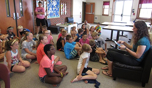 MSS volunteer Ruth Ritchie-Moore reading to students at Buffalo Valley Church of the Brethren. Photos by Donita Keister 