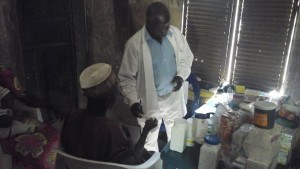 Medical personnel see patients and give medicines.